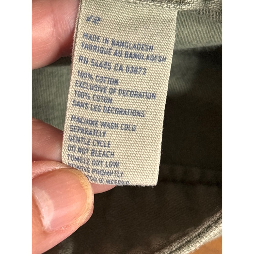 American Eagle Olive Green Cargo Shorts Women Frayed Hem Floral Ties Utility - Picture 9 of 10